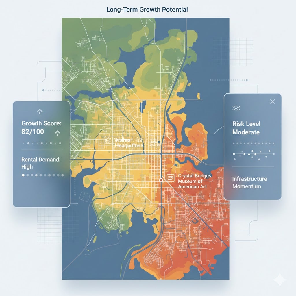 Bentonville area map showing growth potential